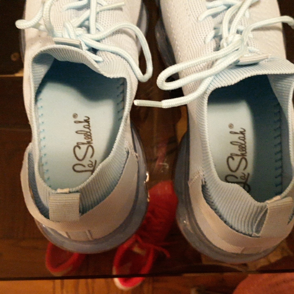 Baby blue sneakers